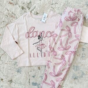 Girls Pink Bow Dance Set NWT
